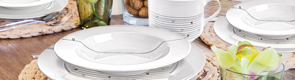 U nás najdete čistě bílé jídelní sady, sady s&nbsp;dekorem i pěkné kousky pro děti.