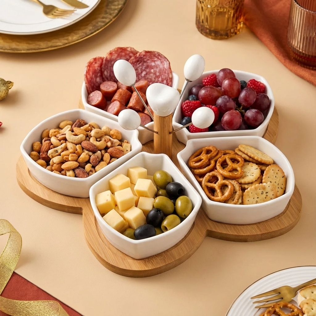 Servírovací misky s napichovátky a tácem WHITELINE