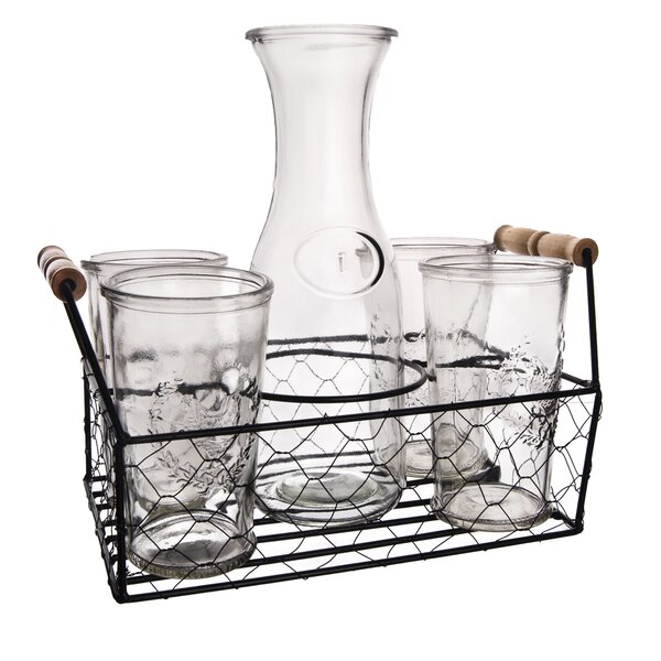 Karafa se 4 sklenicemi se stojanem