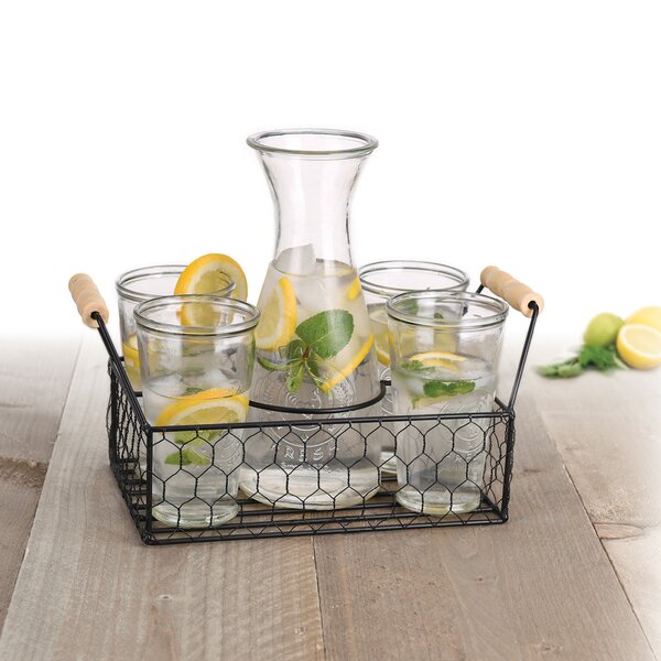 Karafa se 4 sklenicemi se stojanem