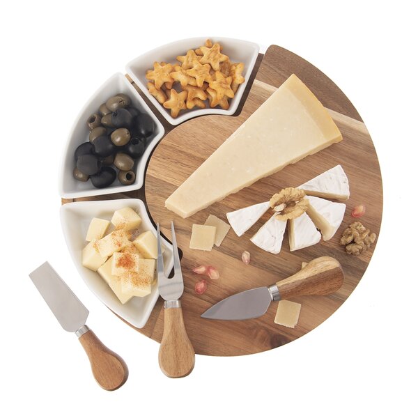 Krájecí prkénko s kráječi na sýr a miskami pr. 28 cm