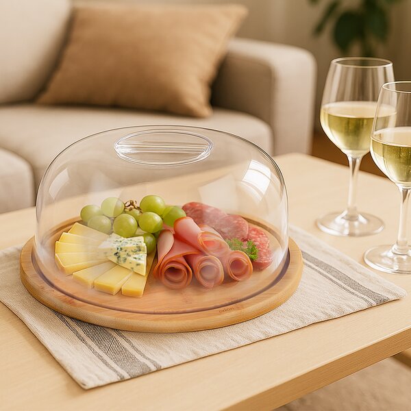 Servírovací prkénko s poklopem pr. 26 cm, v. 9 cm