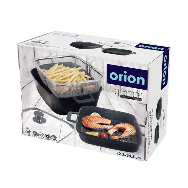 Pekáč GRANDE s víkem 32,5x24,5x16,5 cm oboustranný + frit. košík