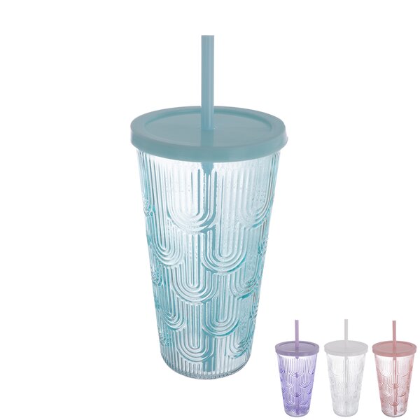 Sklenice s víčkem a brčkem 0,48 l 1 ks