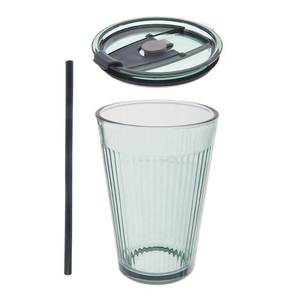 Sklenice s víčkem a brčkem VERDE 0,46 l 1 ks