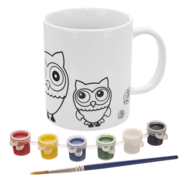 Hrnek s barvami a štětcem SOVA 0,38 l