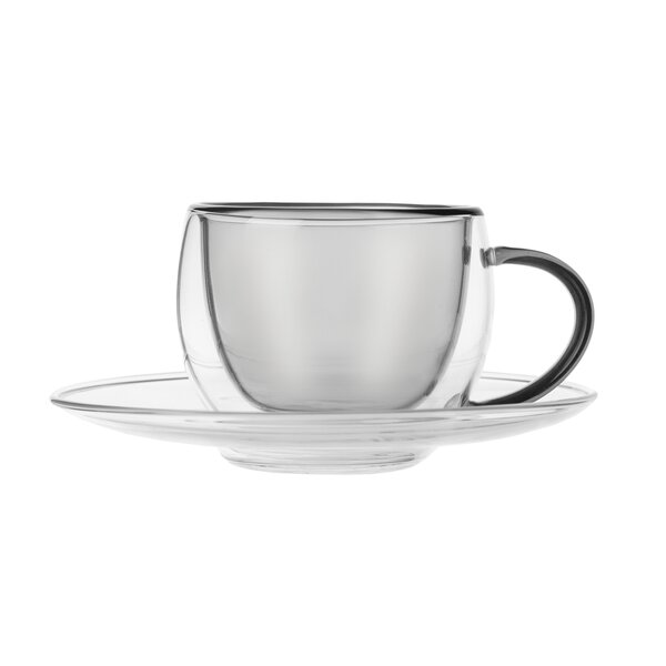 Dvoustěnný hrnek s podšálkem DOUBLE 0,1 l 2 ks