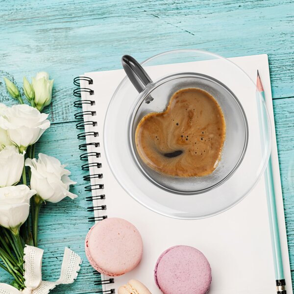 Dvoustěnný hrnek s podšálkem DOUBLE srdce 0,2 l 2 ks