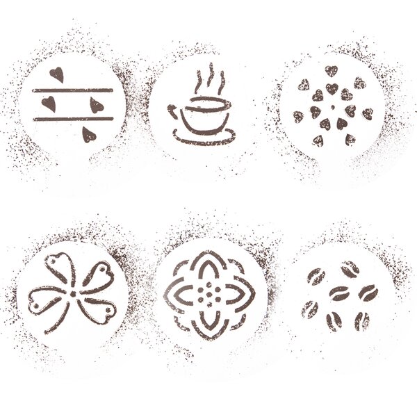 Zdobicí šablona na kávu set 6 ks