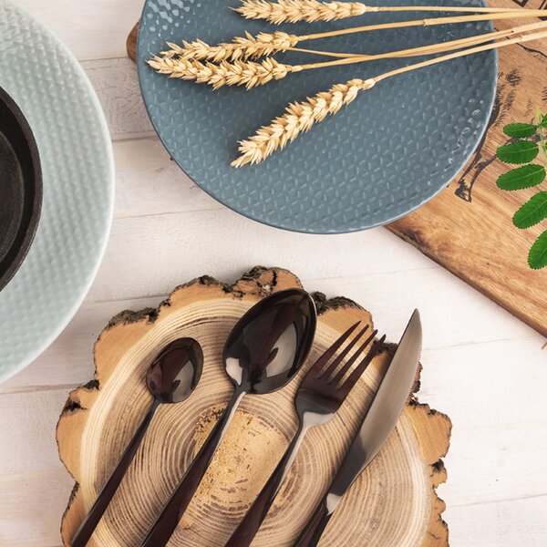 Příbory BLACK Luxure 24 ks + dárek Stojan na nože+5 ks nožů