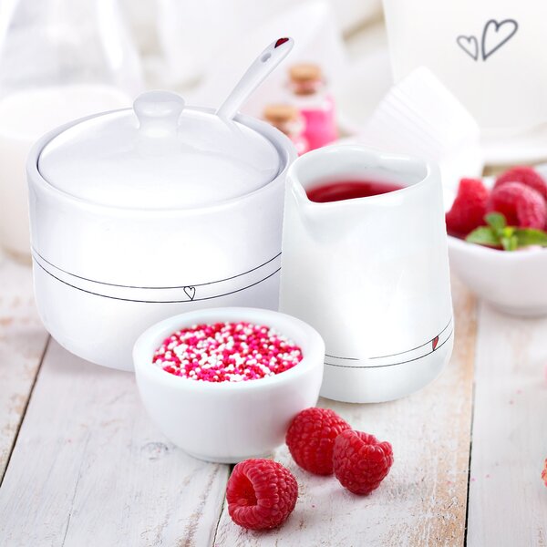 Cukřenka se lžičkou SRDÍČKA pr. 9,5 cm