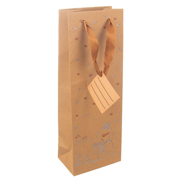 Dárková taška na víno SNĚHULÁK 13x8,5x35,5 cm 