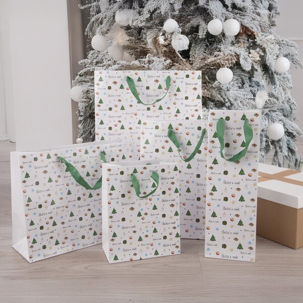 Dárková taška Šťastné a veselé 12x8,5x36 cm