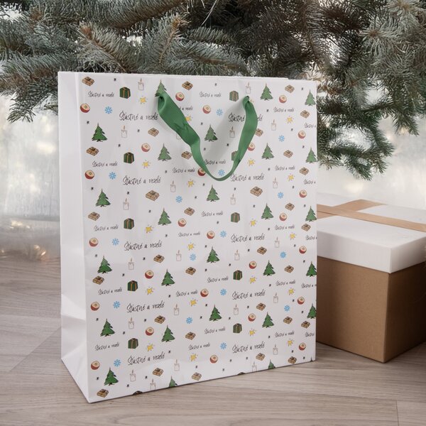 Dárková taška Šťastné a veselé 26x12x32 cm