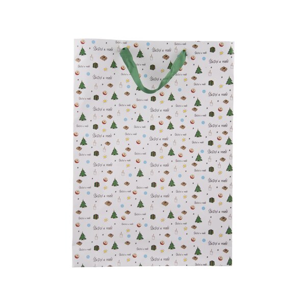 Dárková taška Šťastné a veselé 32,5x10x45,5 cm