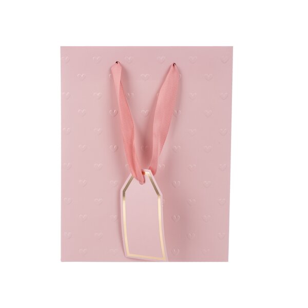 Dárková taška vytlačovaná srdíčka 18x10x23 cm