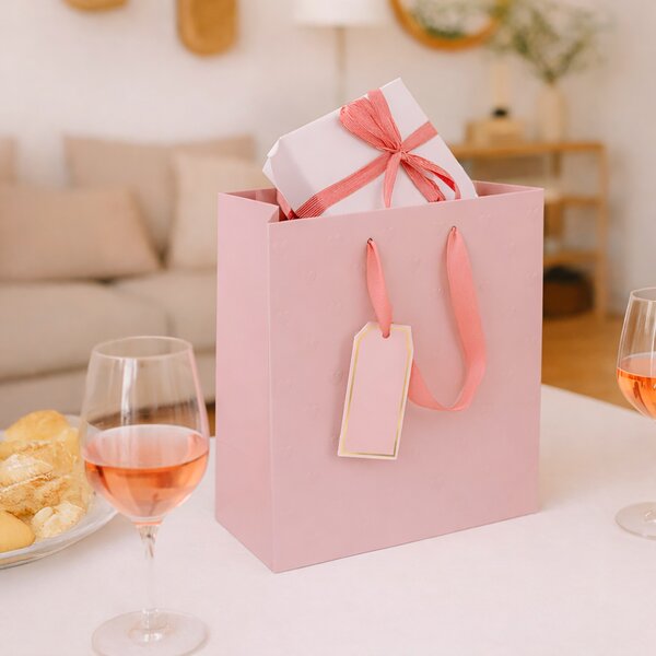 Dárková taška vytlačovaná srdíčka 26x12x32 cm