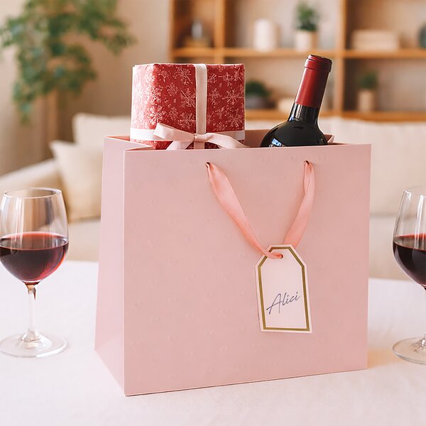 Dárková taška vytlačovaná srdíčka 31x12x26 cm