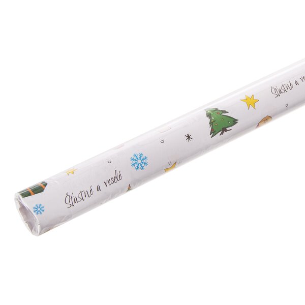 Vánoční balicí papír Šťastné a veselé 100x70 cm 2 ks