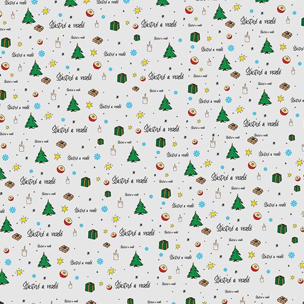 Vánoční balicí papír Šťastné a veselé 200x70 cm