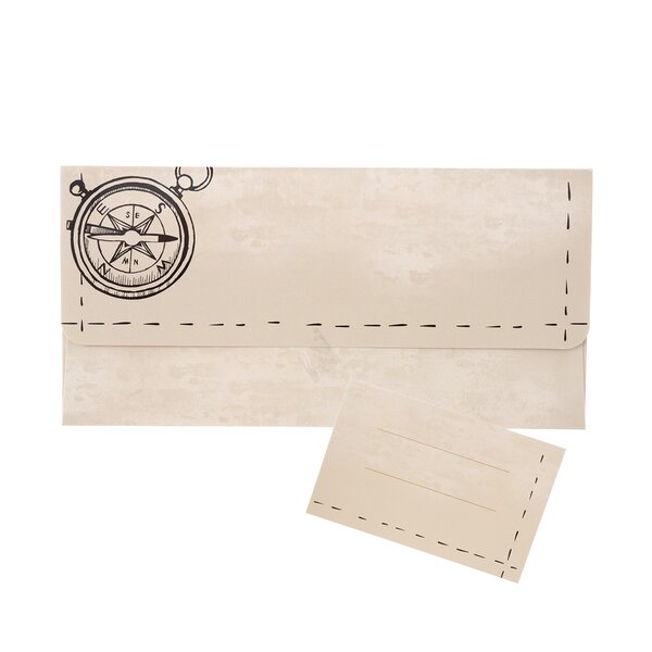 Papírová obálka kompas s vloženou kartičkou