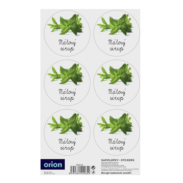 Samolepky na láhve Mátový sirup