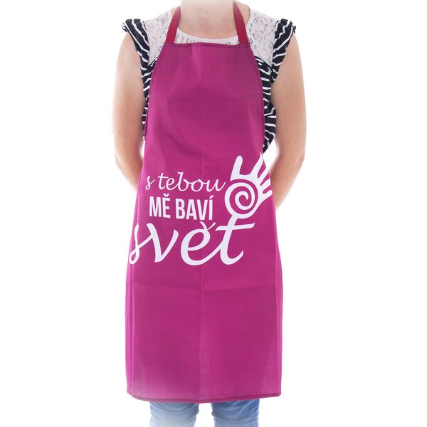 Kuchyňská zástěra S TEBOU MĚ BAVÍ SVĚT