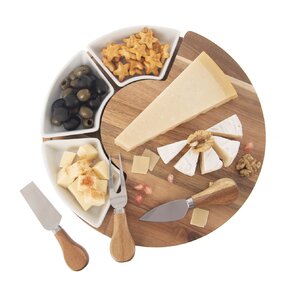 Krájecí prkénko s kráječi na sýr a miskami pr. 28 cm