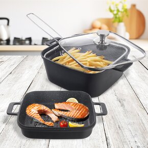 Pekáč GRANDE s víkem 32,5x24,5x16,5 cm oboustranný + frit. košík