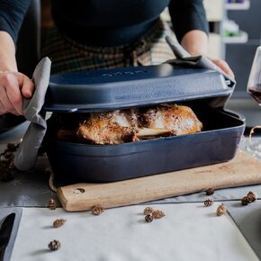 Pekáč LITINA SMALT oboustranný 42,5x22 cm