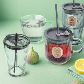 Sklenice s víčkem a brčkem VERDE 0,46 l 1 ks