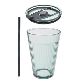 Sklenice s víčkem a brčkem VERDE 0,46 l 1 ks