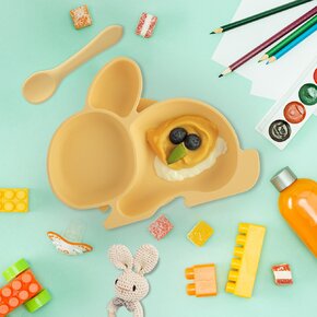 Dělený dětský talíř zajíček 23x18 cm