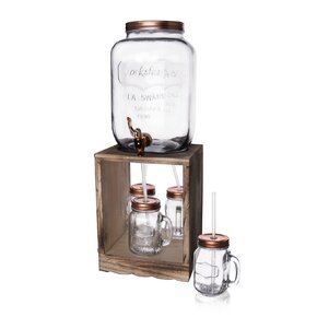 Nápojová láhev s kohoutkem 8,8 l + 4 ks sklenice