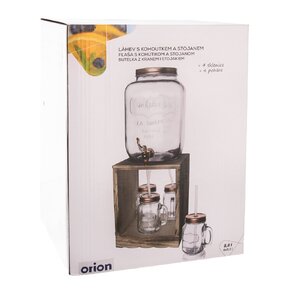 Nápojová láhev s kohoutkem 8,8 l + 4 ks sklenice