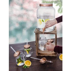 Nápojová láhev s kohoutkem 8,8 l + 4 ks sklenice