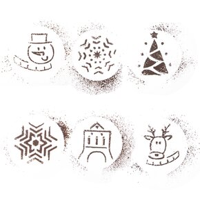 Zdobicí šablony na kávu Vánoce set 6 ks