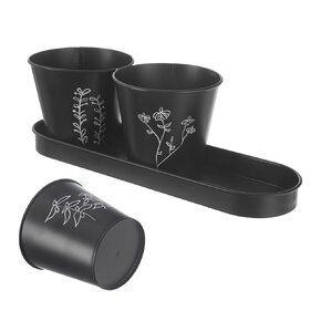 Květináč bylinky BLACK pr. 11cm 3 ks s podtáckem