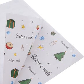Vánoční balicí papír Šťastné a veselé 100x70 cm 2 ks